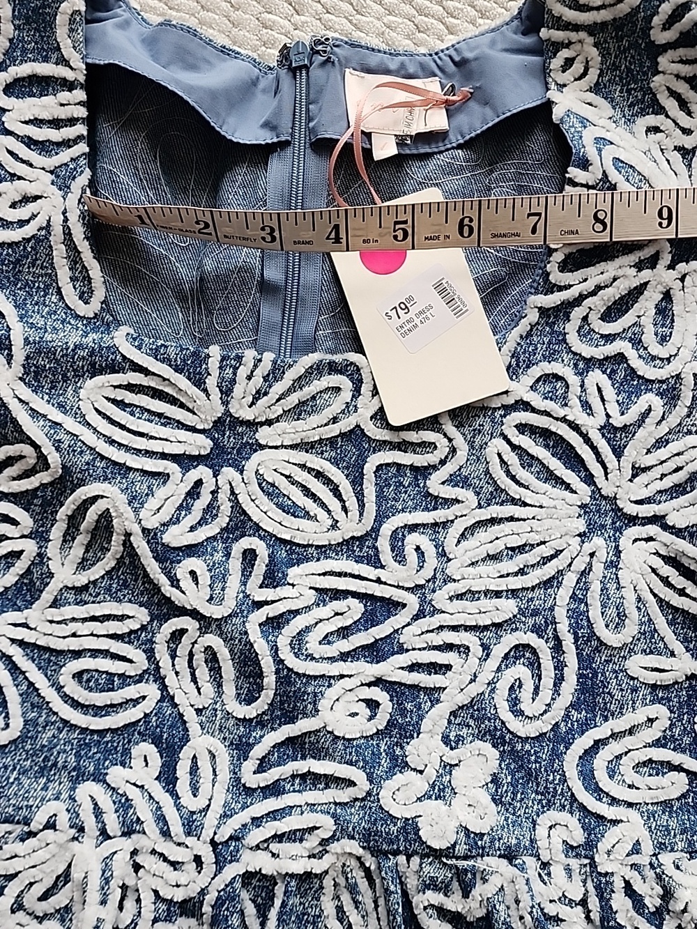 Entro Blue Puff Sleeve Lace Baby Doll Dress - Picture 8 of 13